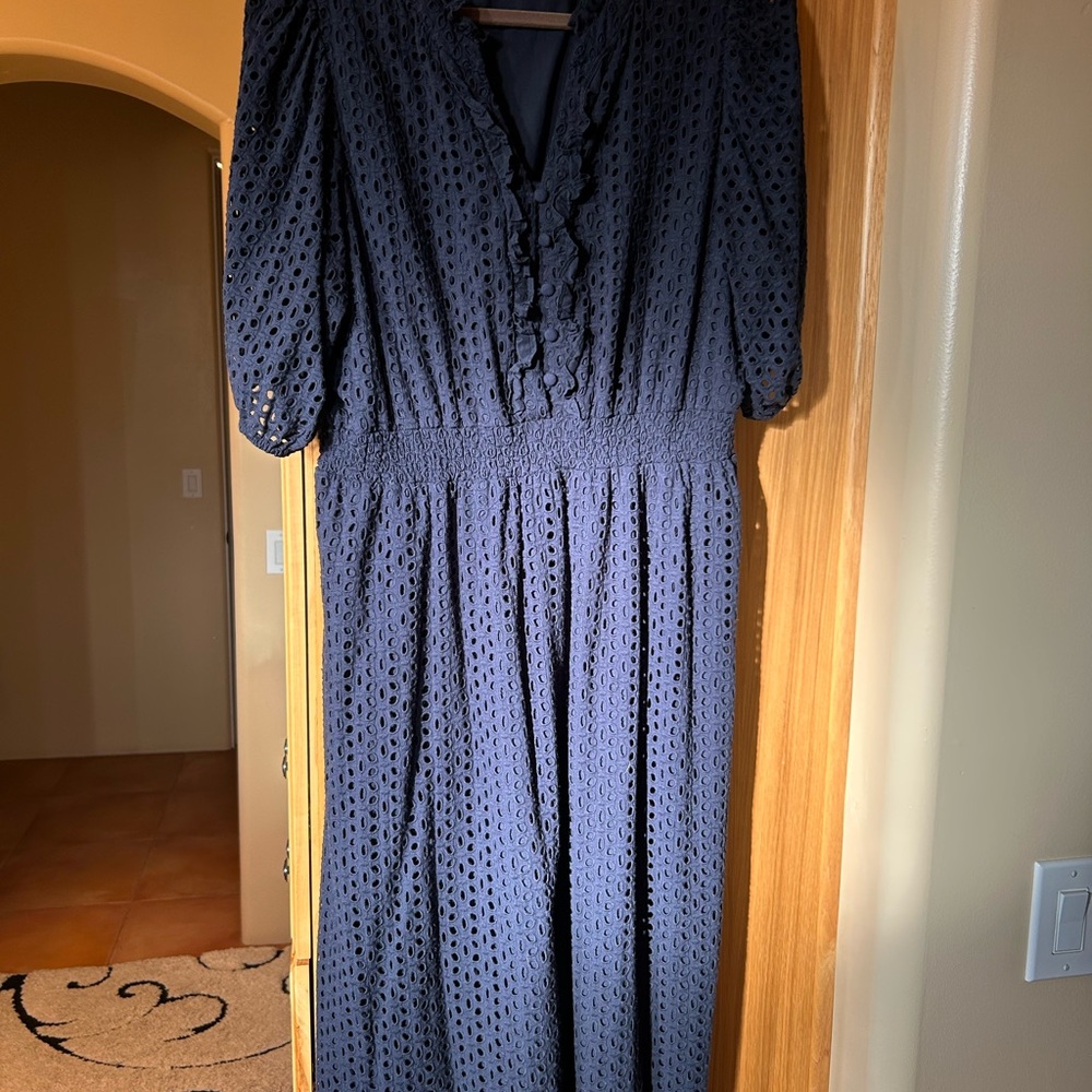 Navy Short Sleeve Eyelet Dress US 16/AUS 18